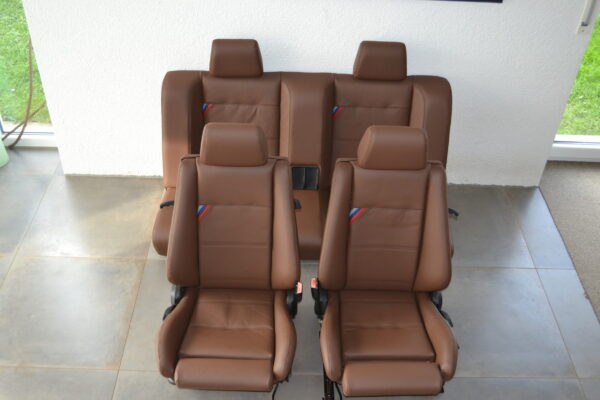 BMW E30 M3 Leather Seat Set Tan Cognac M Stripe OEM | Rare Complete Set