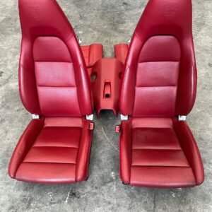 Porsche 911 991 Seats – Guards Red Leather, Porsche Crest, Ventilated, With Matching Console, OEM
