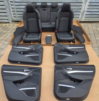 Audi Q8 e-tron Sportback S Interior – Black Leather, Diamond Quilting, S Logo, All Door Cards | 4KE OEM